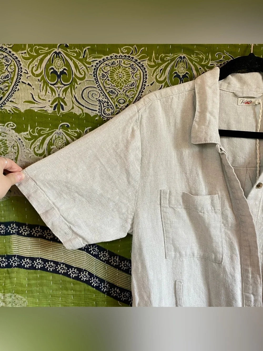 Faherty Pale Flax Lita 100% Linen Shirt Midi Dress Medium Coastal Lagenlook